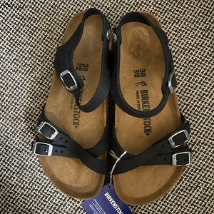 Birkenstock Kumba Natural Leather Oiled Black Double-Strap Sandals